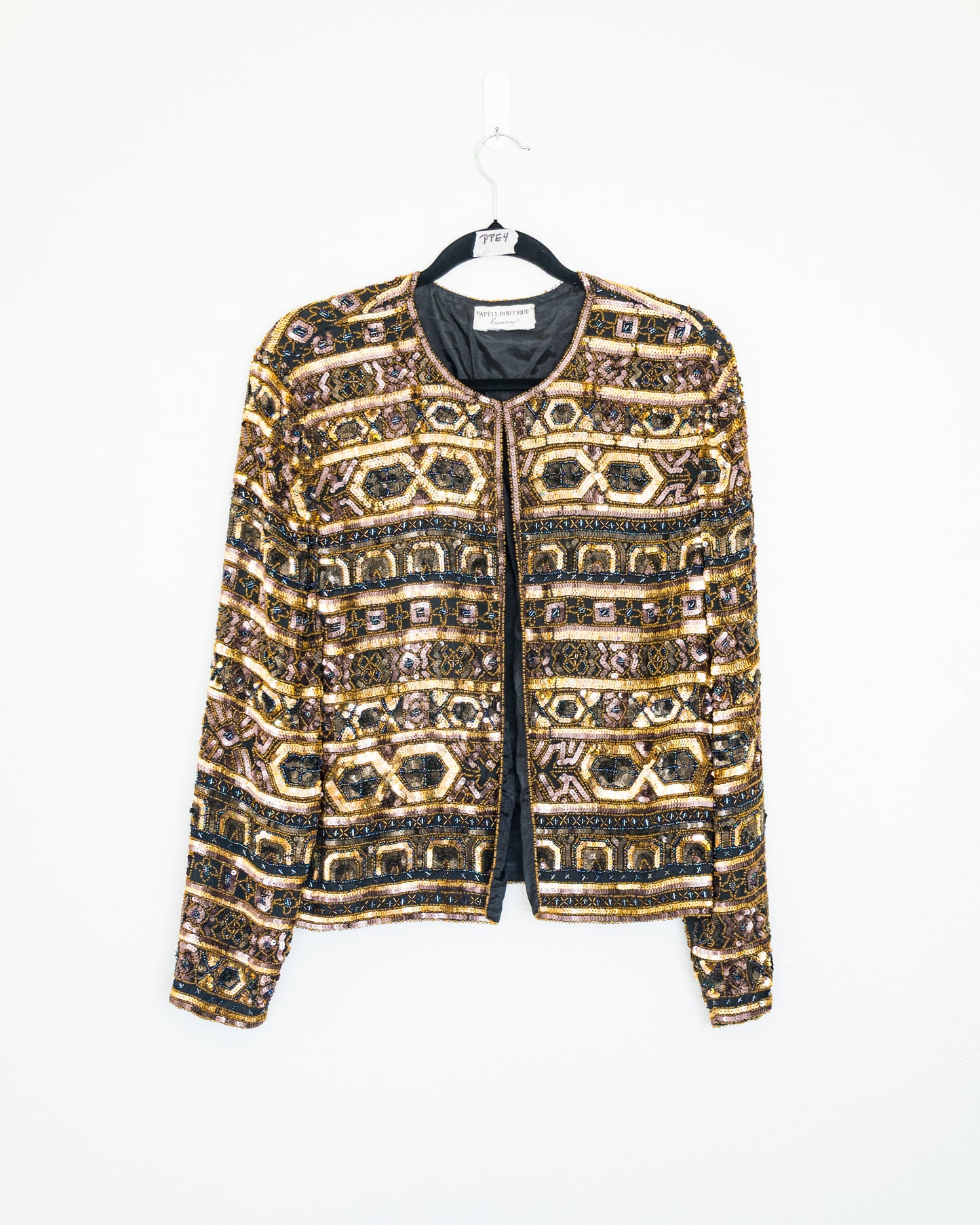 Chaqueta Lentejuelas y Seda Bordada - Papell Boutique - La Reversa