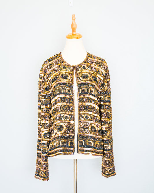 Chaqueta Lentejuelas y Seda Bordada - Papell Boutique - La Reversa