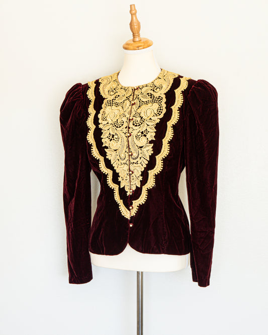 Chaqueta Terciopelo Burdeo Bordado  - Scott McClintock - La Reversa