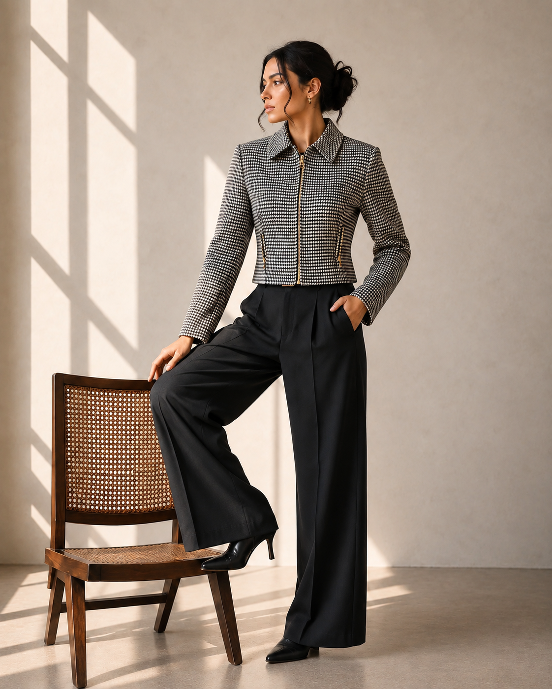 Blazer Cropped Pied de Poule - Emanuel Ungaro