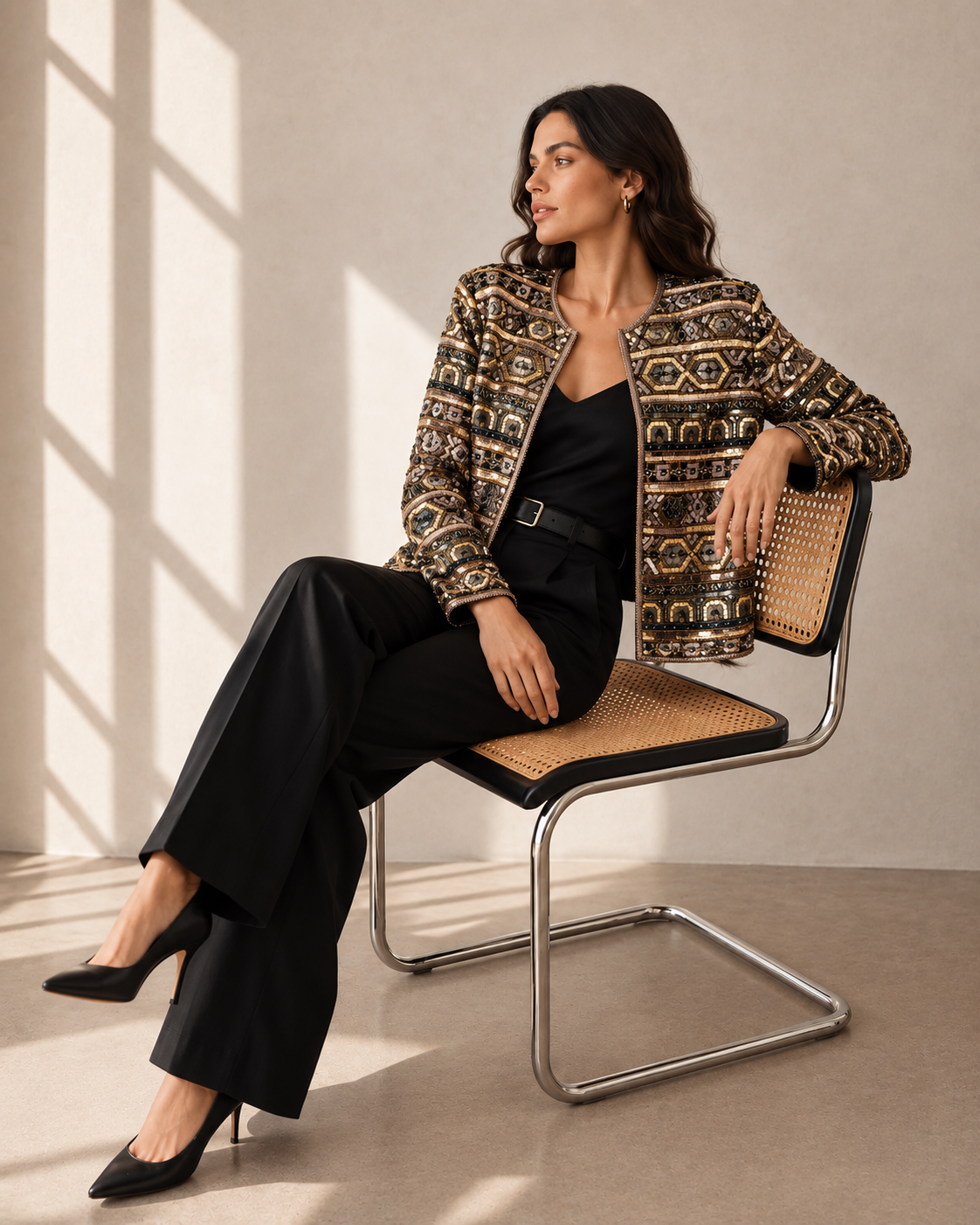 Chaqueta Lentejuelas y Seda Bordada - Papell Boutique