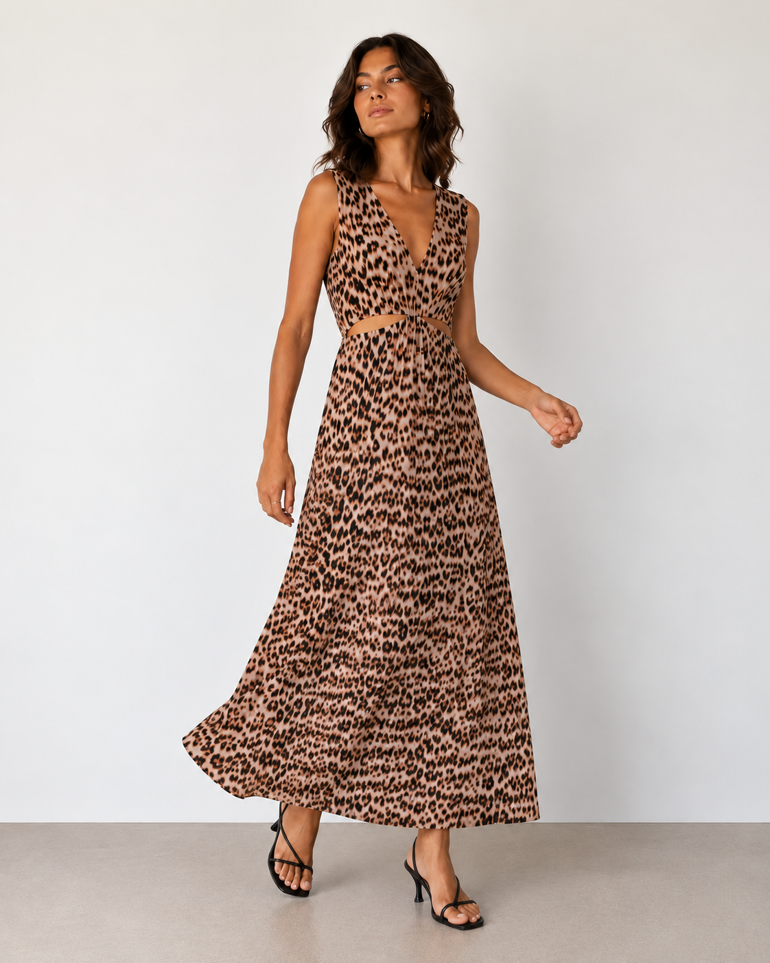 Vestido Animal Print Cut-Out - Malva