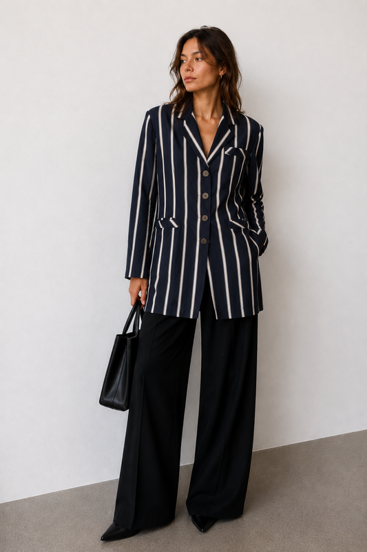 Blazer Rayas Verticales Navy