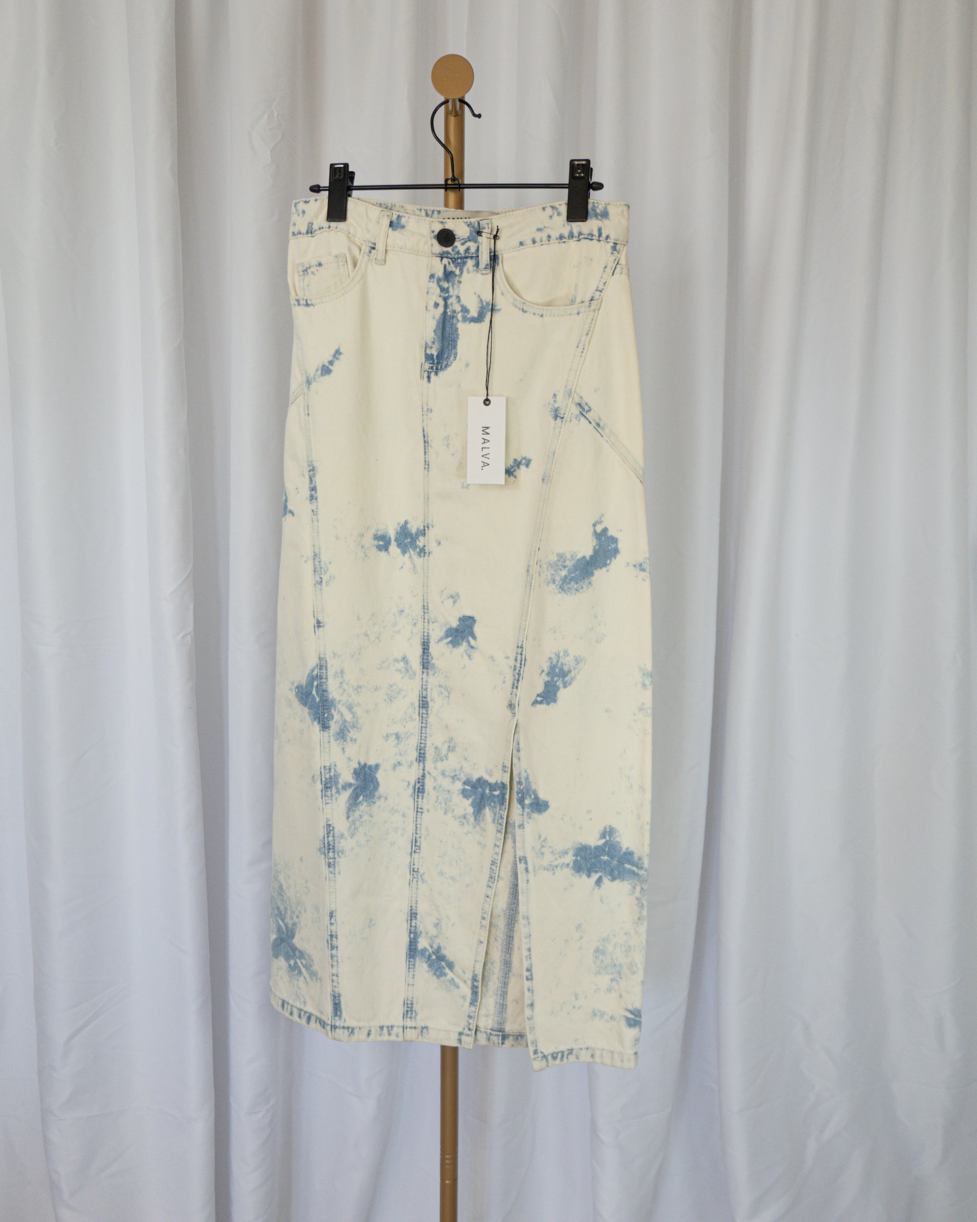 Falda Denim Acid Wash - Malva - La Reversa