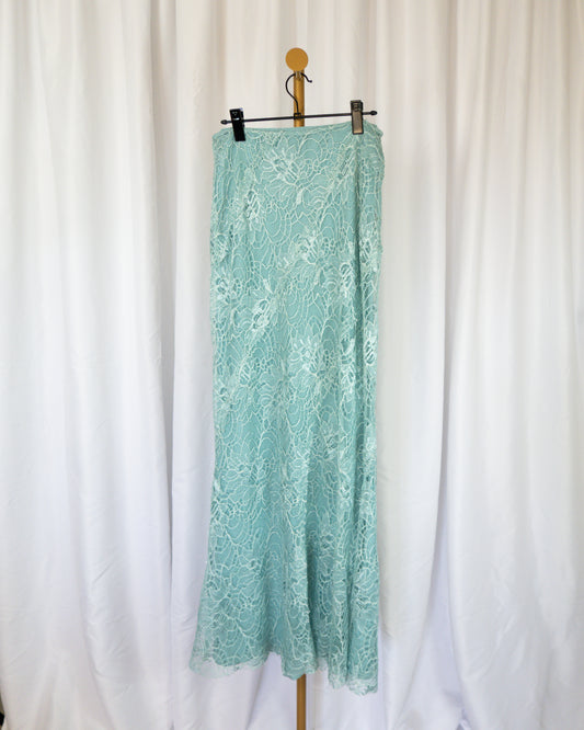 Falda Maxi Seda Celeste - Alberta Ferretti - La Reversa