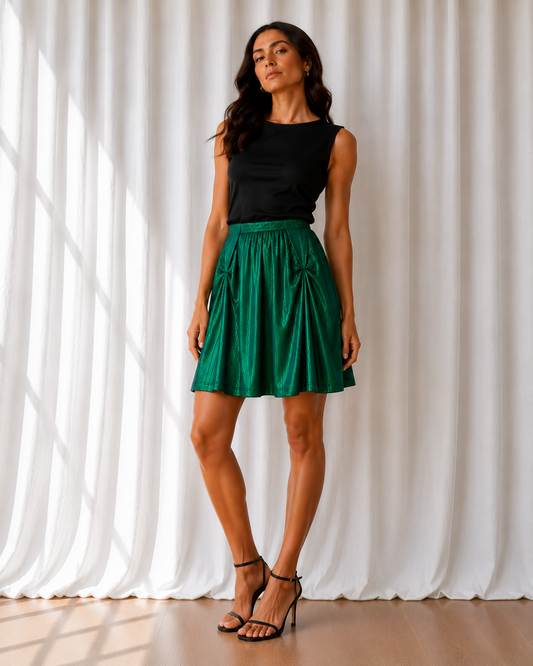 Falda Metálica Verde - Karyn Coo - La Reversa