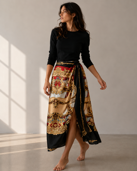 Falda Midi Print Barroco - Emanuel Ungaro - La Reversa