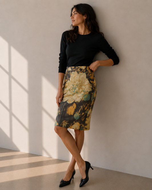 Falda Midi Print Floral Tonos Tierra - Missoni - La Reversa