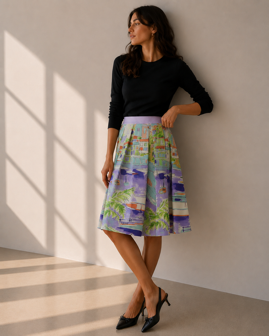 Falda Midi Printed - Amitié - La Reversa
