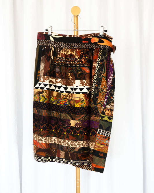 Falda Wrap con Print Mix Patchwork - Etro Milano - La Reversa