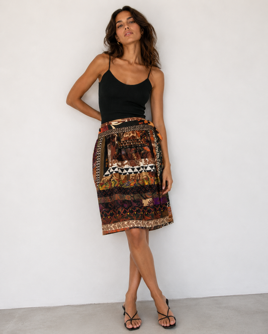 Falda Wrap con Print Mix Patchwork - Etro Milano - La Reversa