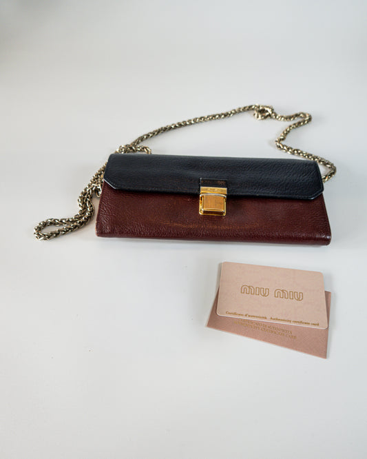 Leather Chain Wallet Crossbody - Miu Miu - La Reversa