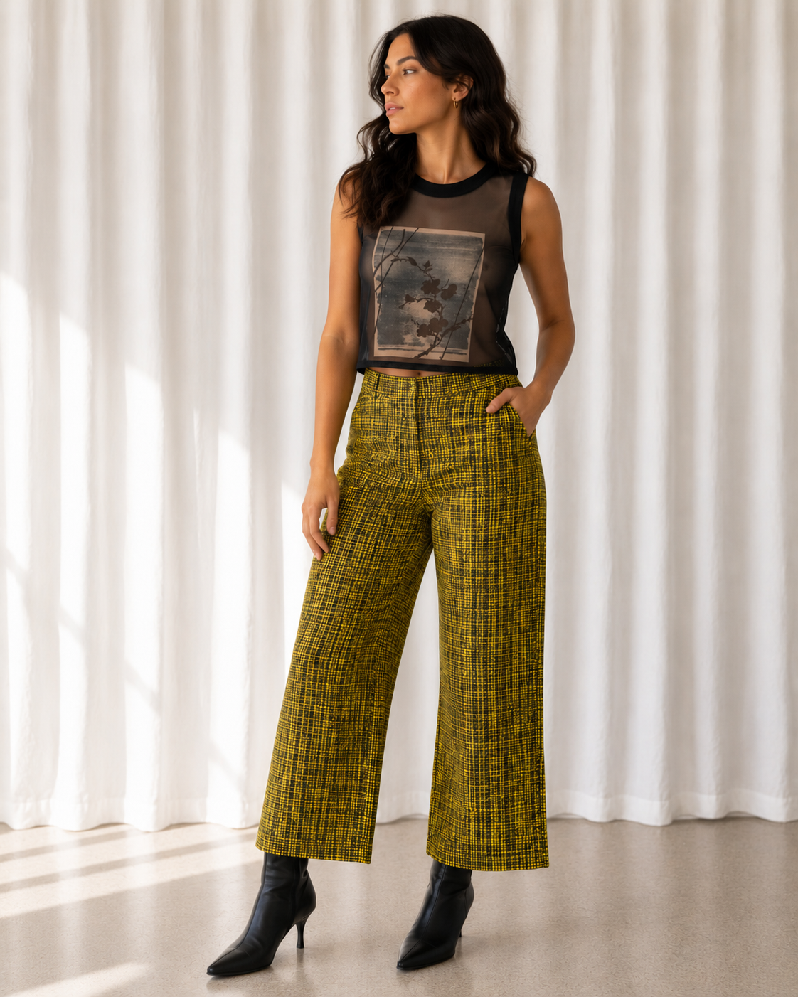 Polera Malla Negra Estampado - Bronca - La Reversa