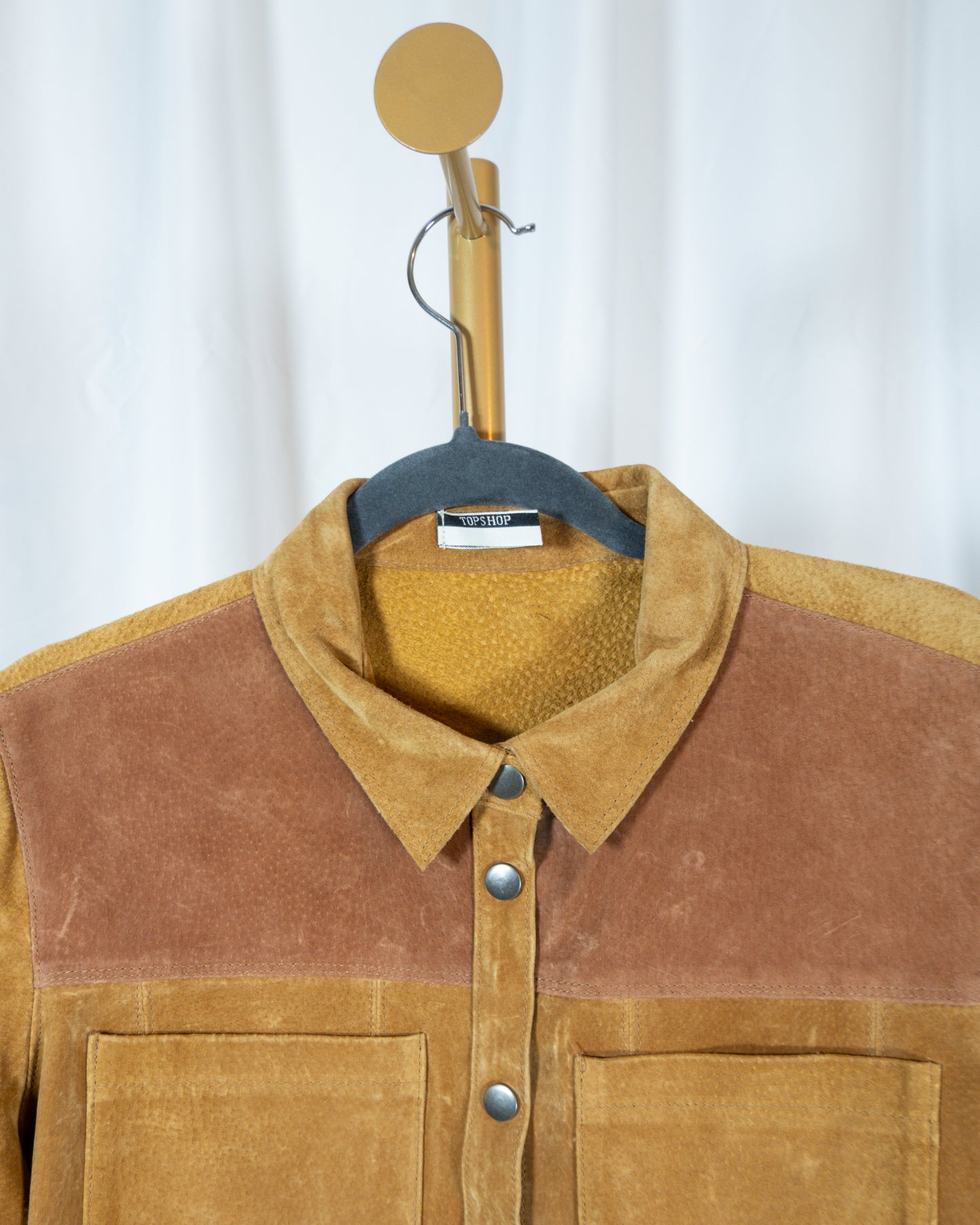 Chaqueta Cropped de Gamuza Camel - Topshop