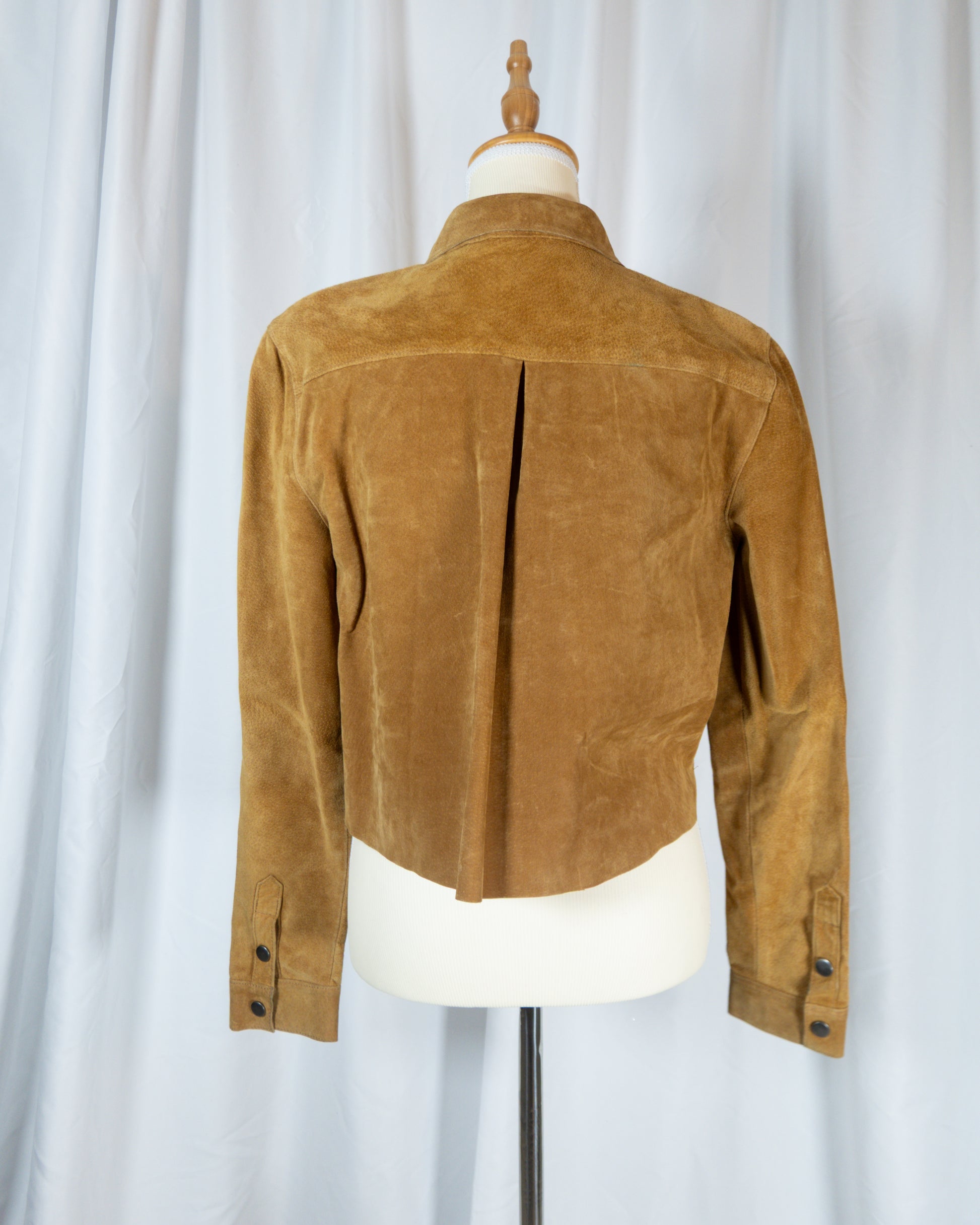 Chaqueta Cropped de Gamuza Camel - Topshop