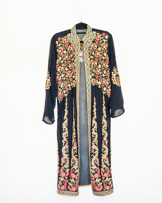 Vestido / Túnica Bordada Negra Estilo Boho