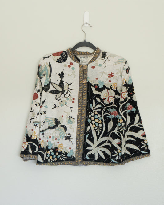 Chaqueta Estampada tipo Oriental Bordada - Citron