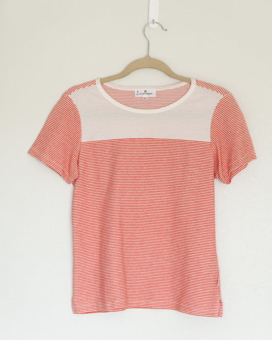 Polera Rayas Rojo y Blanco Panel Contraste - Courrèges
