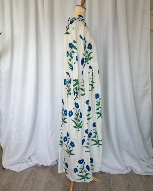 Vestido Largo Floral Azul y Verde