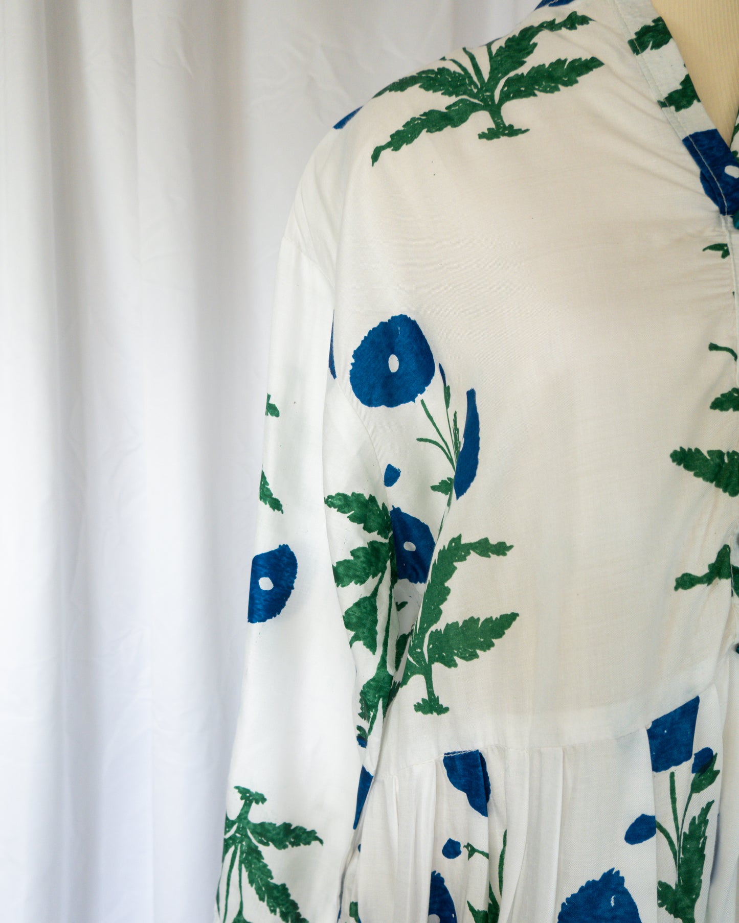 Vestido Largo Floral Azul y Verde