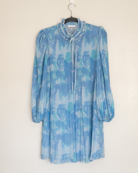 Vestido Plisado Celeste  - Ganni