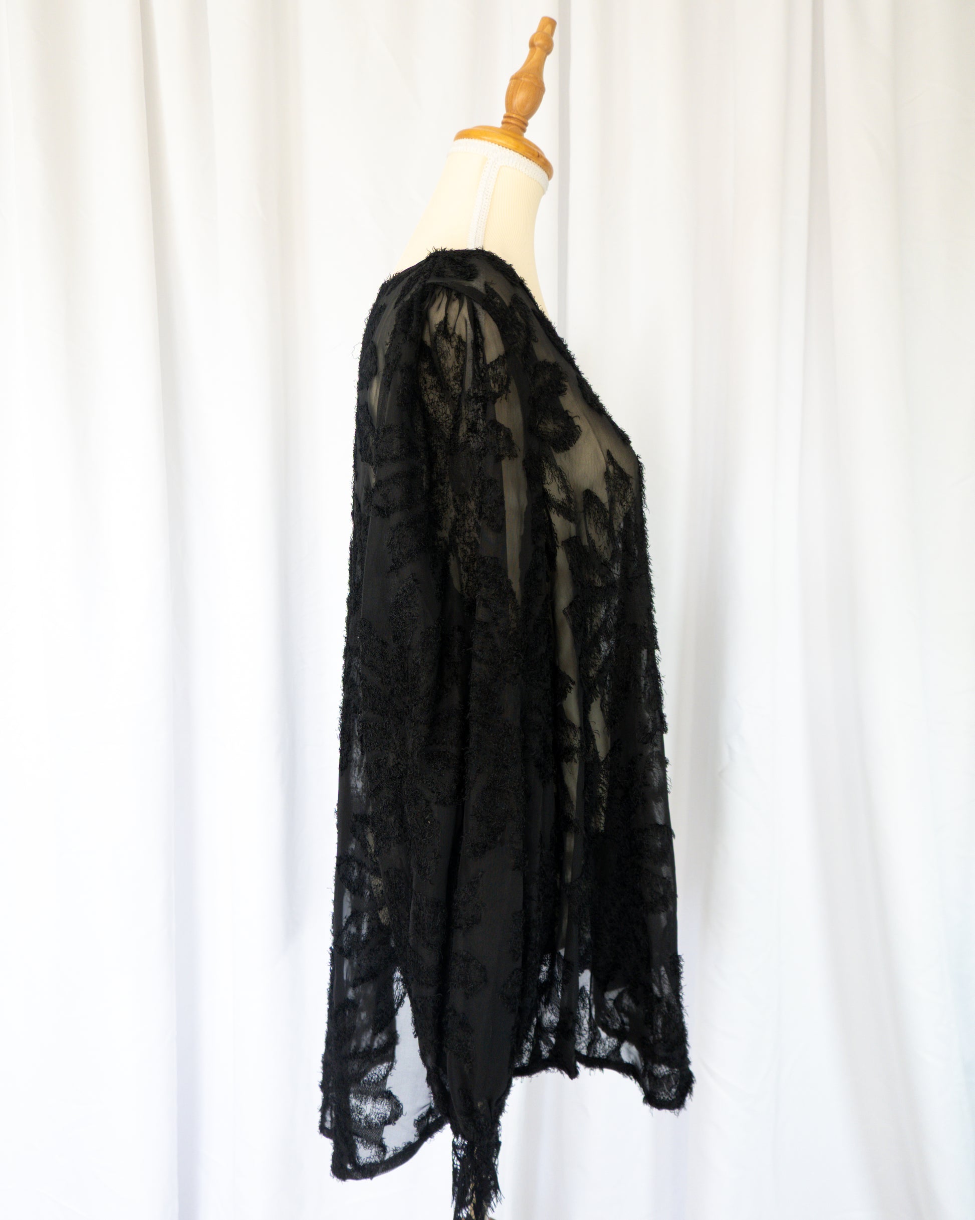 Top Black Sheer Floral Mesh - La Reversa