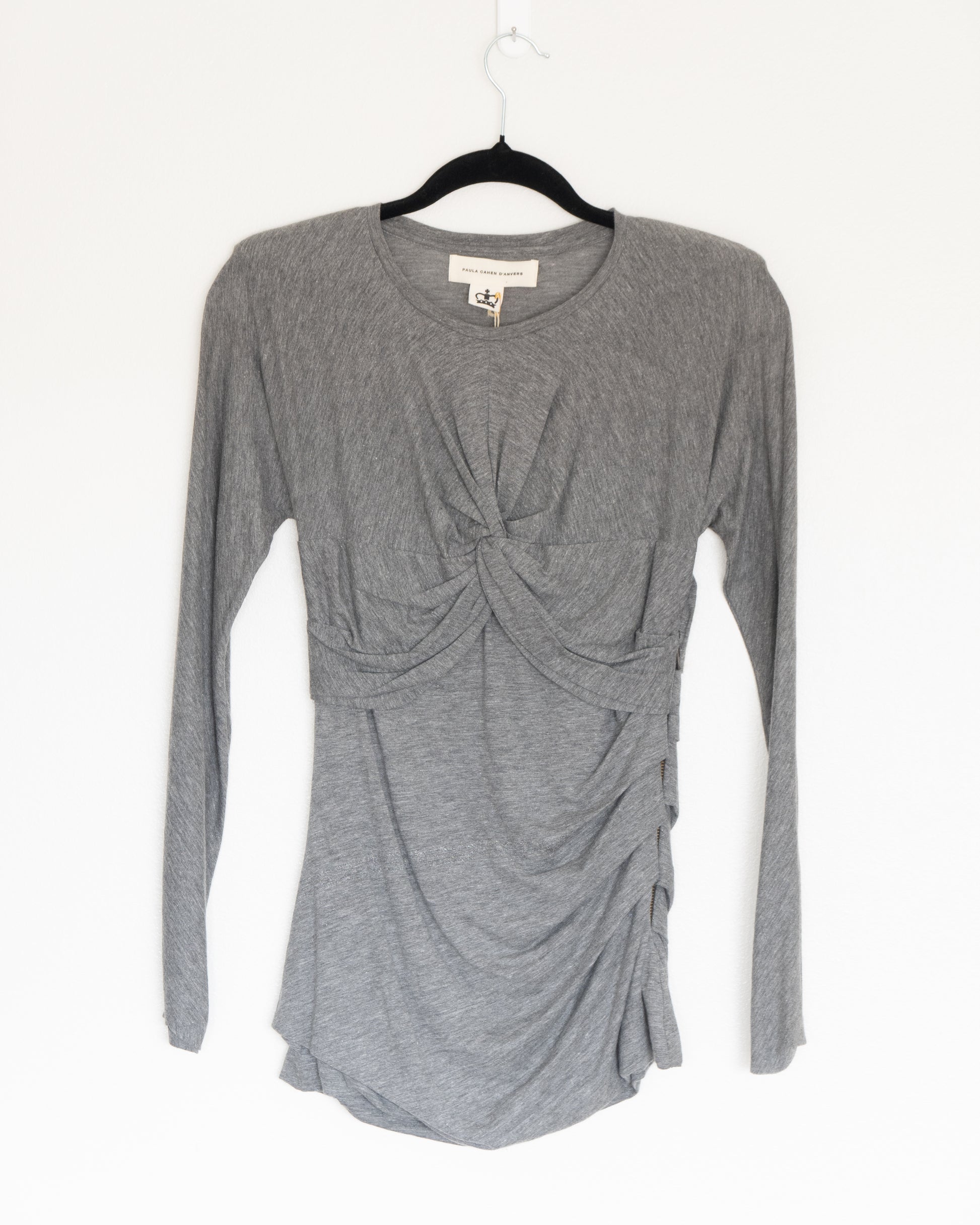 Top Gris Drapeado Nudo Frontal - Paula Cahen D’Anvers - La Reversa