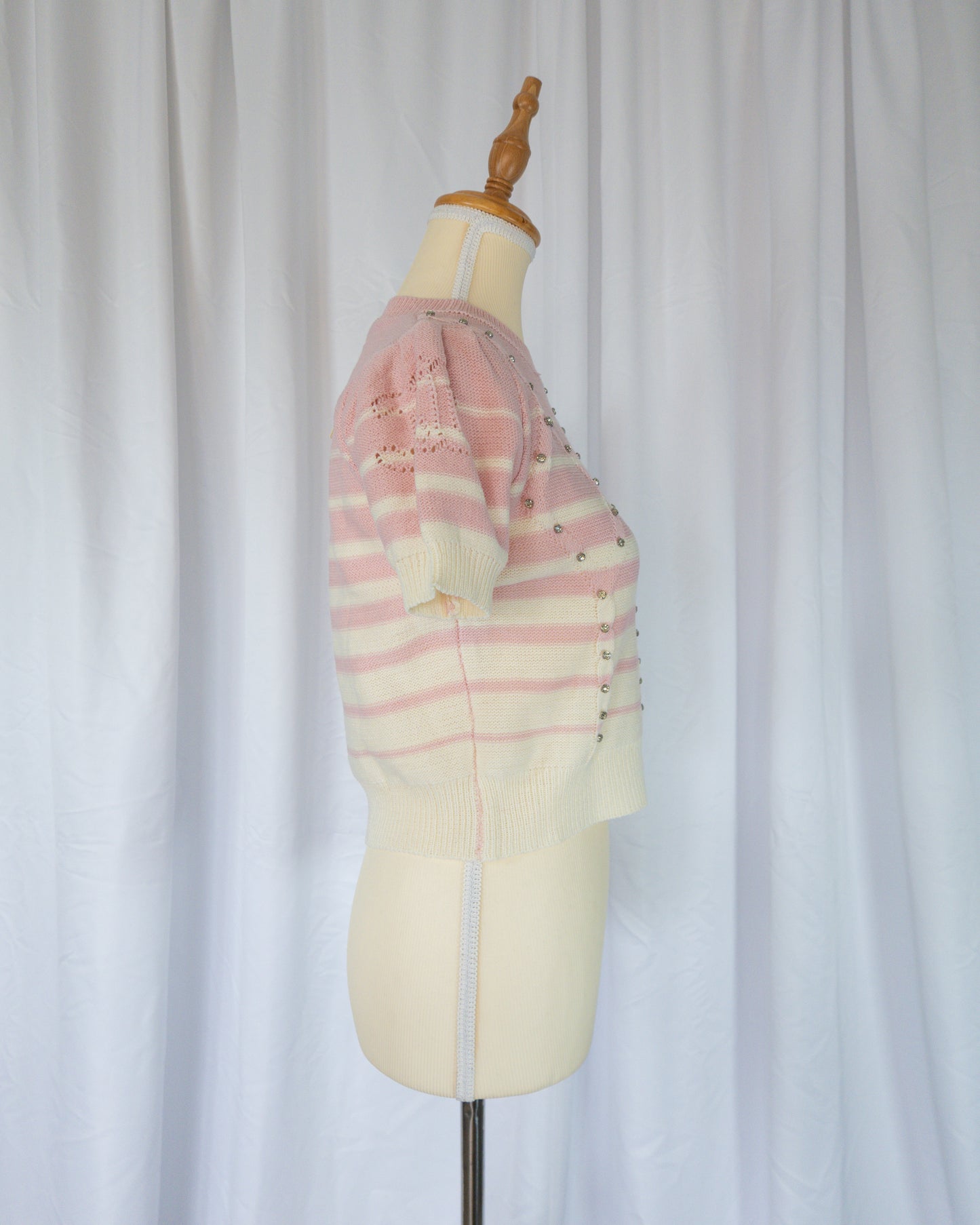 Top Tejido Rosa y Crema - Celine - La Reversa