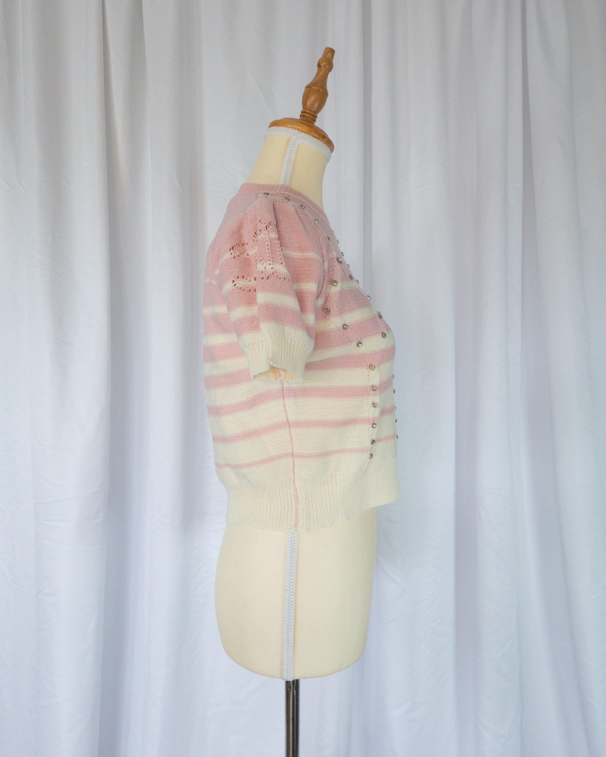 Top Tejido Rosa y Crema - Celine - La Reversa