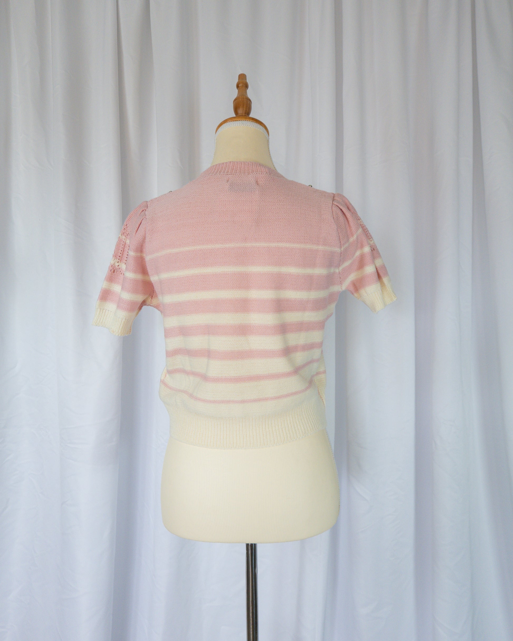 Top Tejido Rosa y Crema - Celine - La Reversa