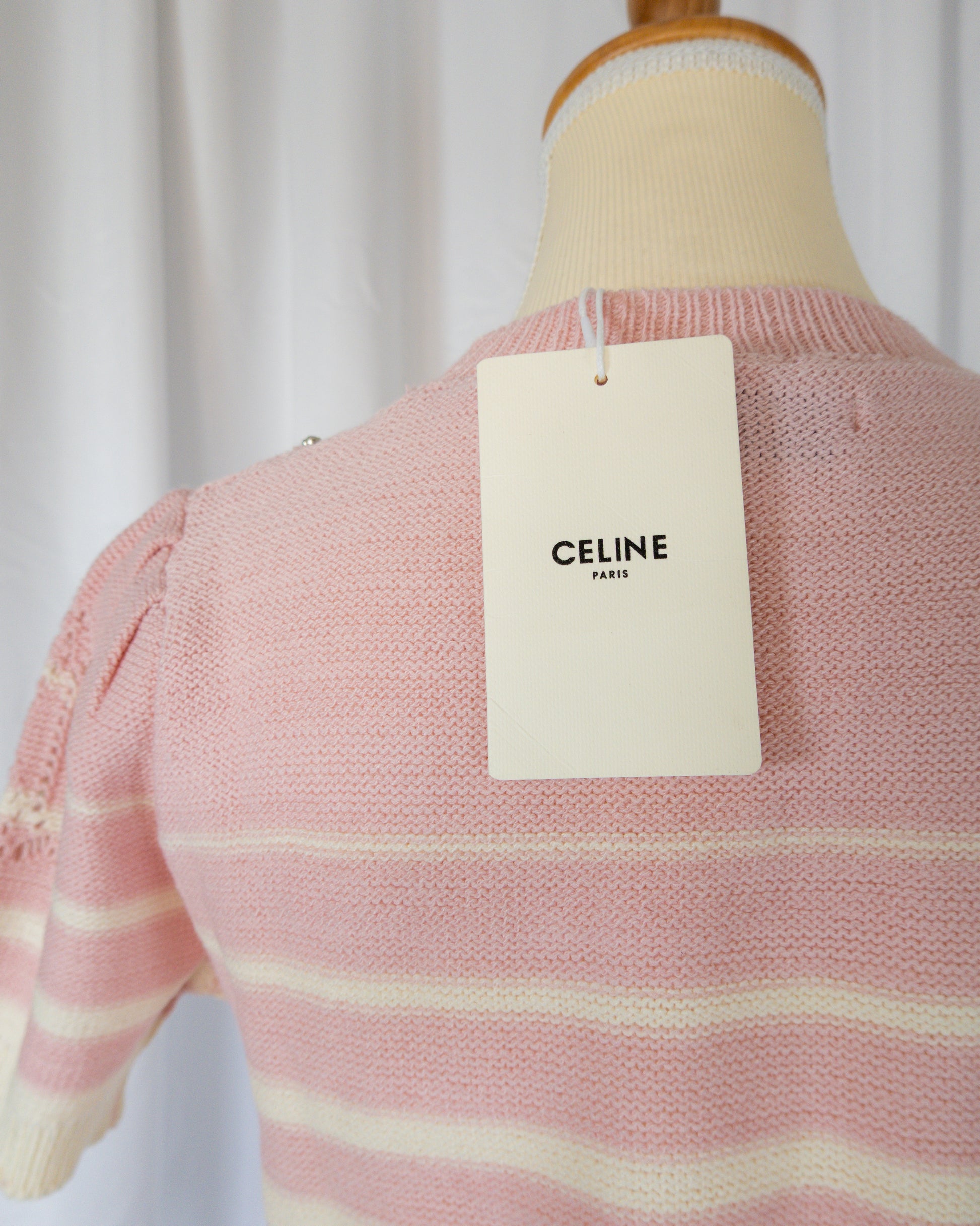 Top Tejido Rosa y Crema - Celine - La Reversa