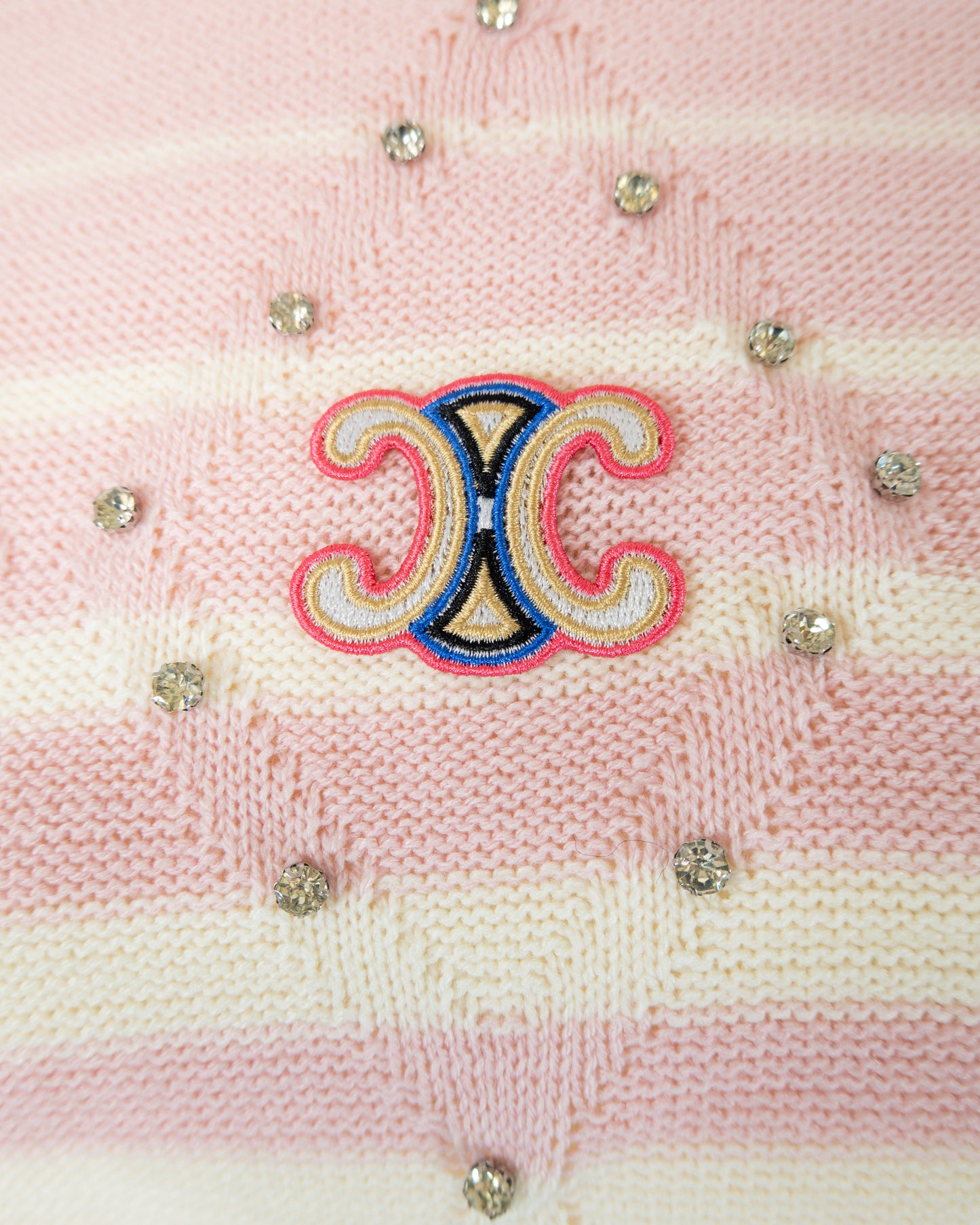 Top Tejido Rosa y Crema - Celine - La Reversa