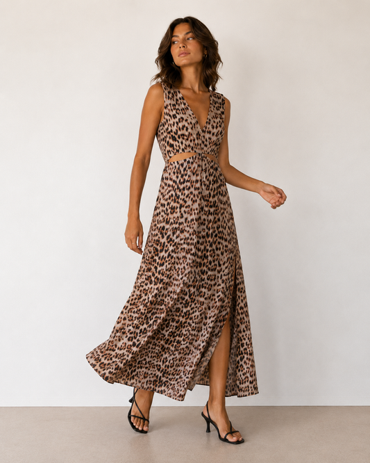 Vestido Animal Print Cut-Out - Malva - La Reversa