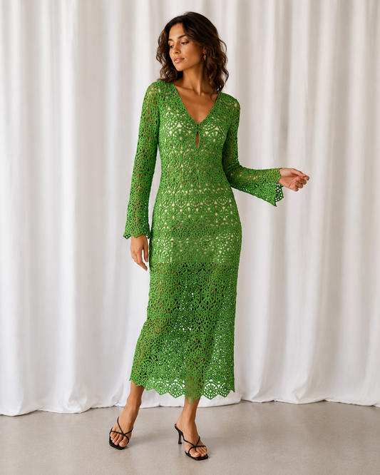 Vestido Crochet Verde - SaintMalē - La Reversa