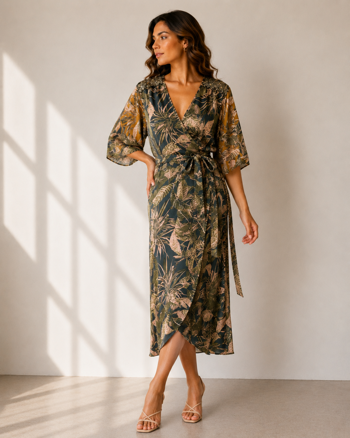 Vestido Envolvente Print Botánico - Native Rose - La Reversa