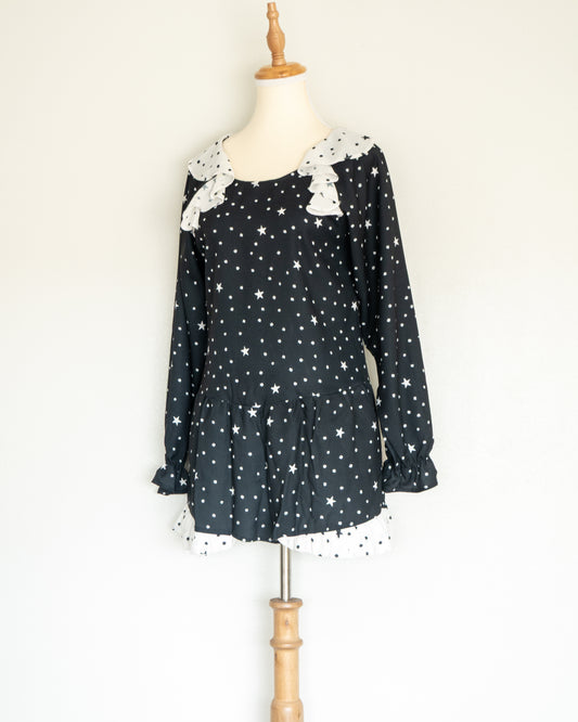Vestido Estrellas Cuello Contraste - Karyn Coo - La Reversa