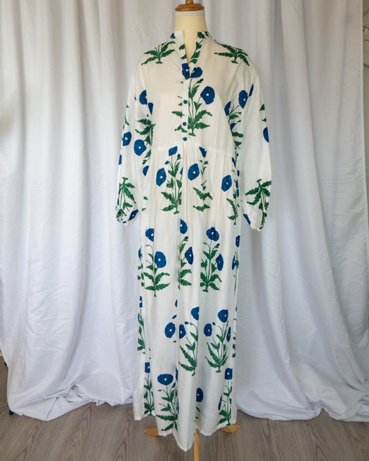 Vestido Largo Floral Azul y Verde - La Reversa