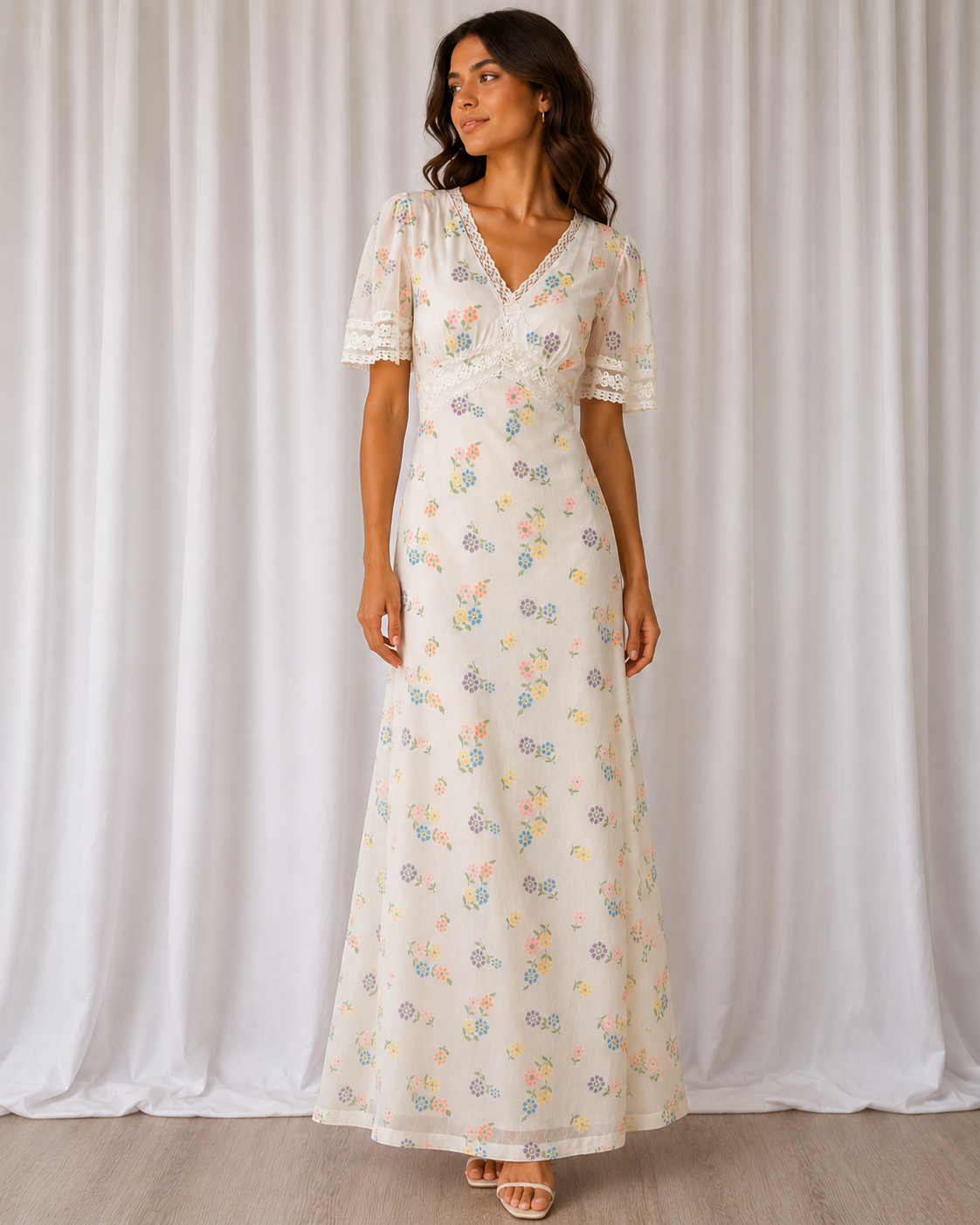 Vestido Maxi Floral Sheer Pastel - La Reversa