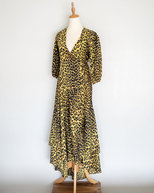 Vestido Midi Leopardo - Ganni - La Reversa