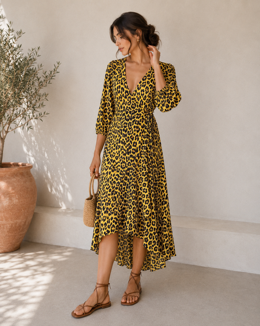 Vestido Midi Leopardo - Ganni - La Reversa
