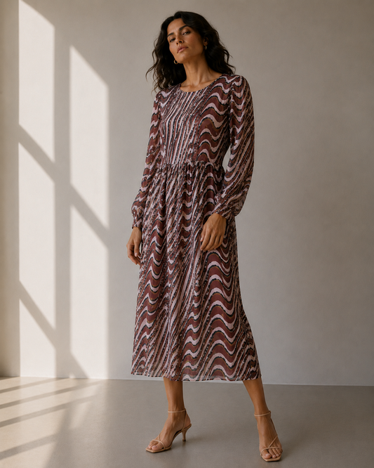 Vestido Midi Malla Print Gráfico - Baum und Pferdgarten - La Reversa