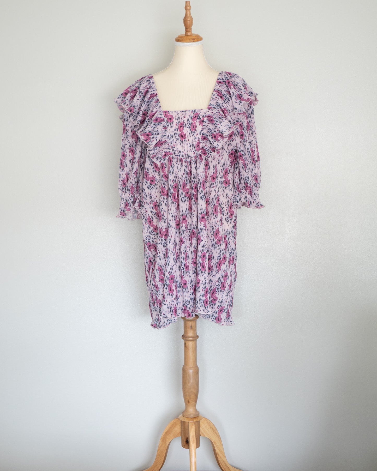 Vestido Mini Floral Rosa - Ganni - La Reversa