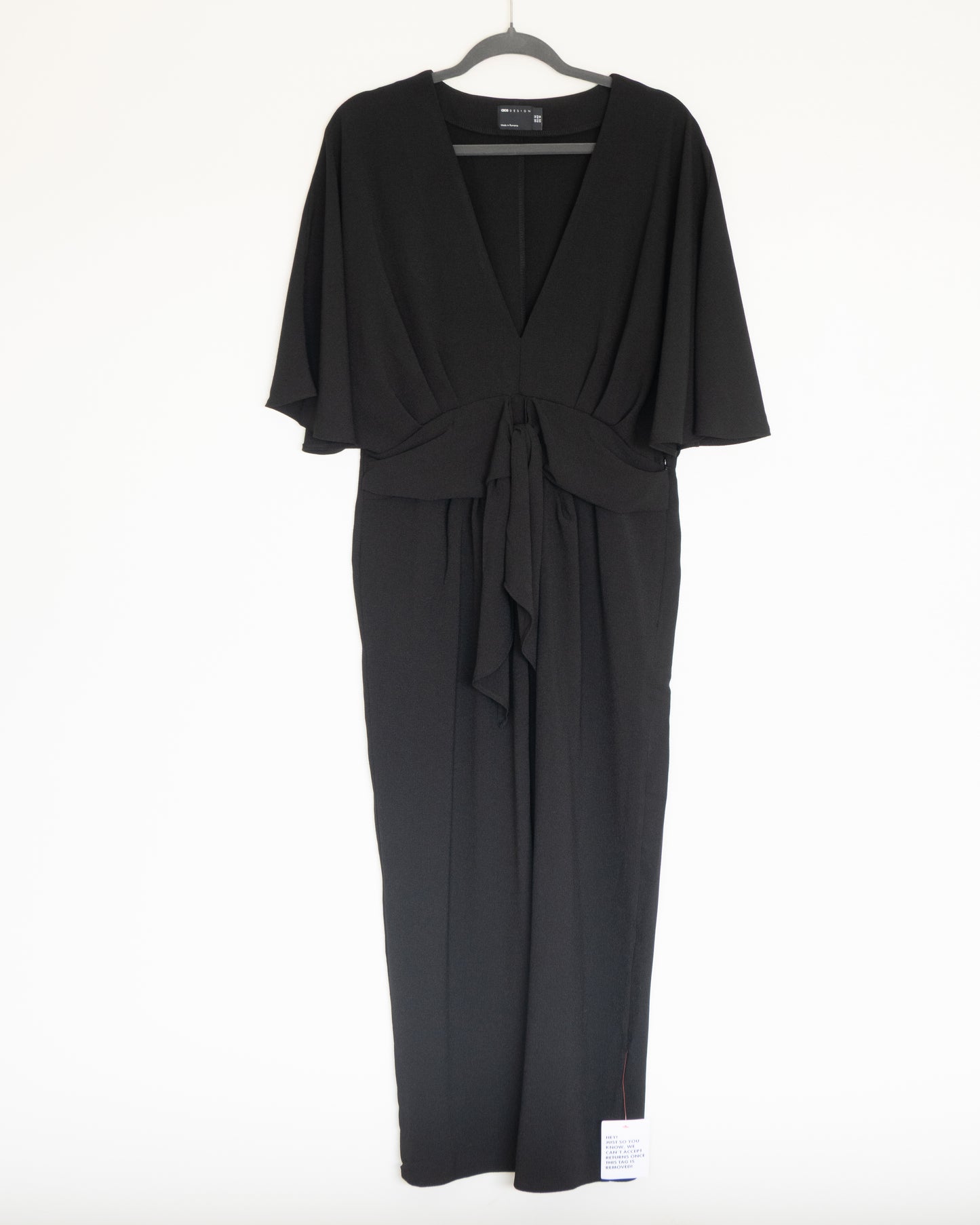Vestido Negro Drapeado Manga Batwing - Asos Design - La Reversa