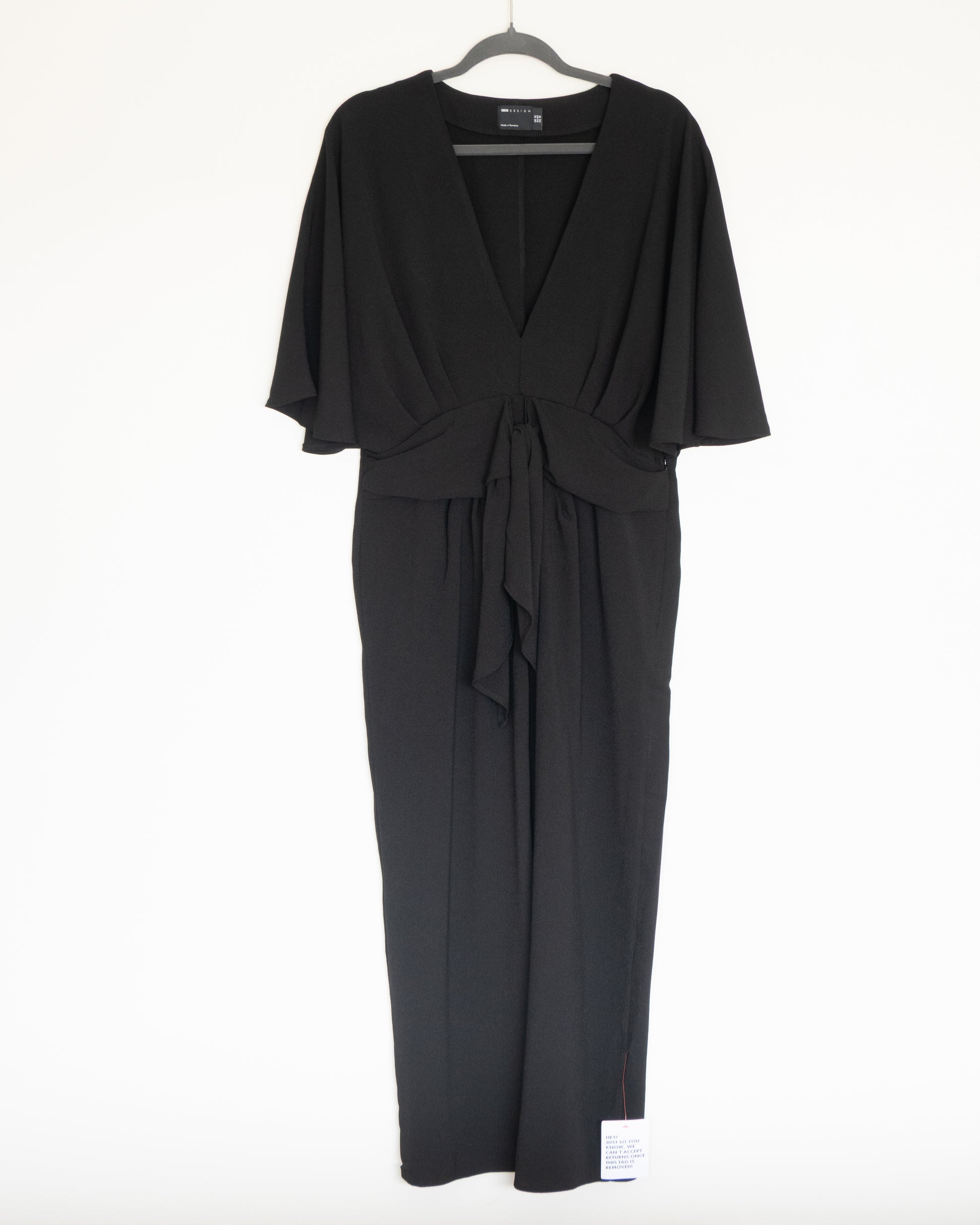 Vestido Negro Drapeado Manga Batwing - Asos Design - La Reversa