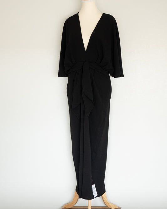 Vestido Negro Drapeado Manga Batwing - Asos Design - La Reversa