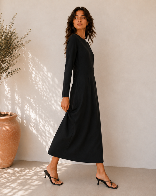 Vestido Negro Minimal - Massimo Dutti - La Reversa