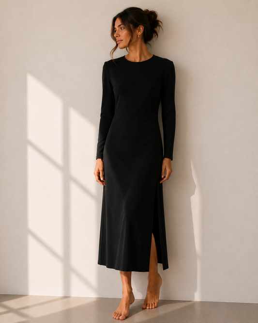 Vestido Negro Minimal - Massimo Dutti - La Reversa