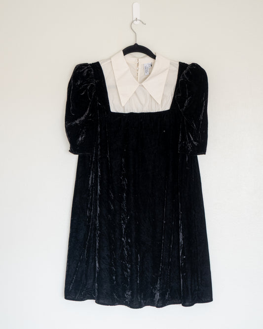 Vestido Velvet Cuello Camisero Negro - & Other Stories - La Reversa