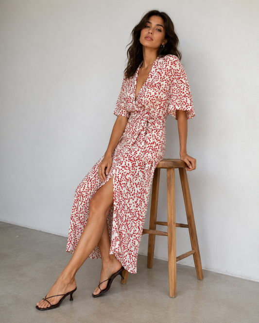 Vestido Wrap Print Orgánico - Ganni - La Reversa